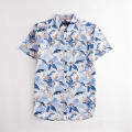 Camisa de verão casual havaiana masculina estampada